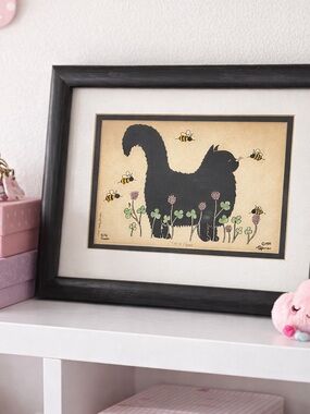 Holly Hobbie “Cat ‘n’ Clover” Vintage Framed Print Limited Edition 1989